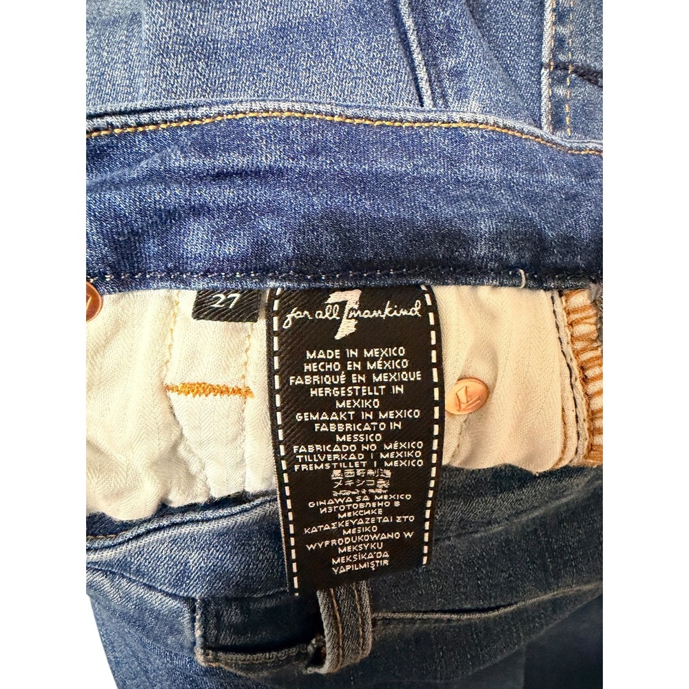 7 For All Mankind High Rise Straight Leg Jeans Medium Wash Denim Size 27 - Picture 6 of 7